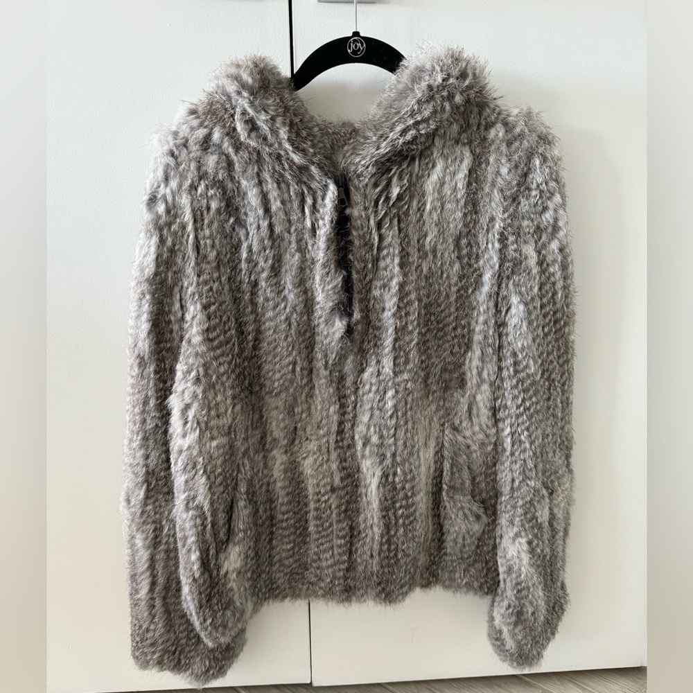 Yves Solomon Zip Up pull over rabbit fur jacket